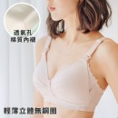 上開扣式 俏麗薄杯立體哺乳內衣【L8819粉膚】0217